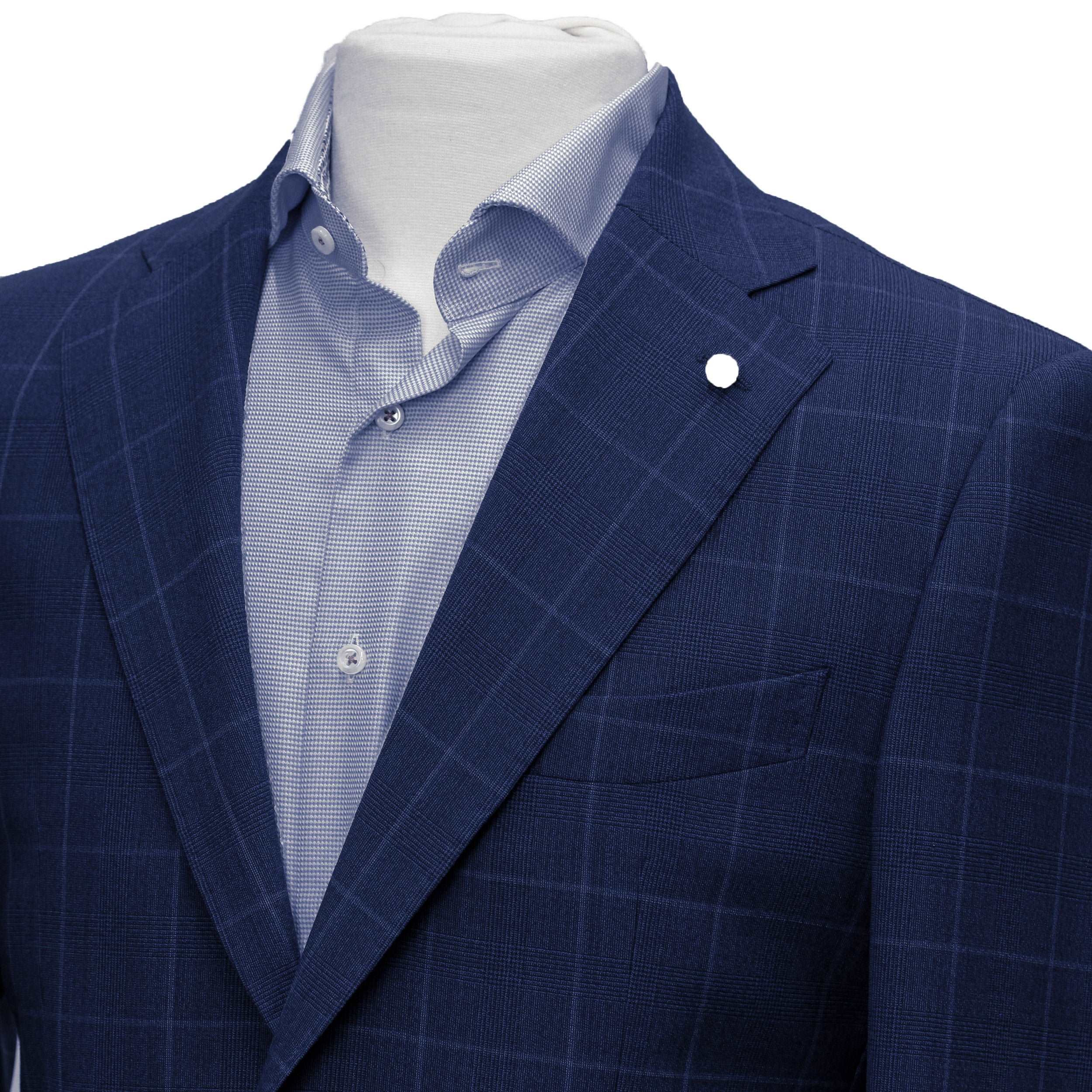 Blue Check Contemporary Fit Suit - Luigi Bianchi Mantova