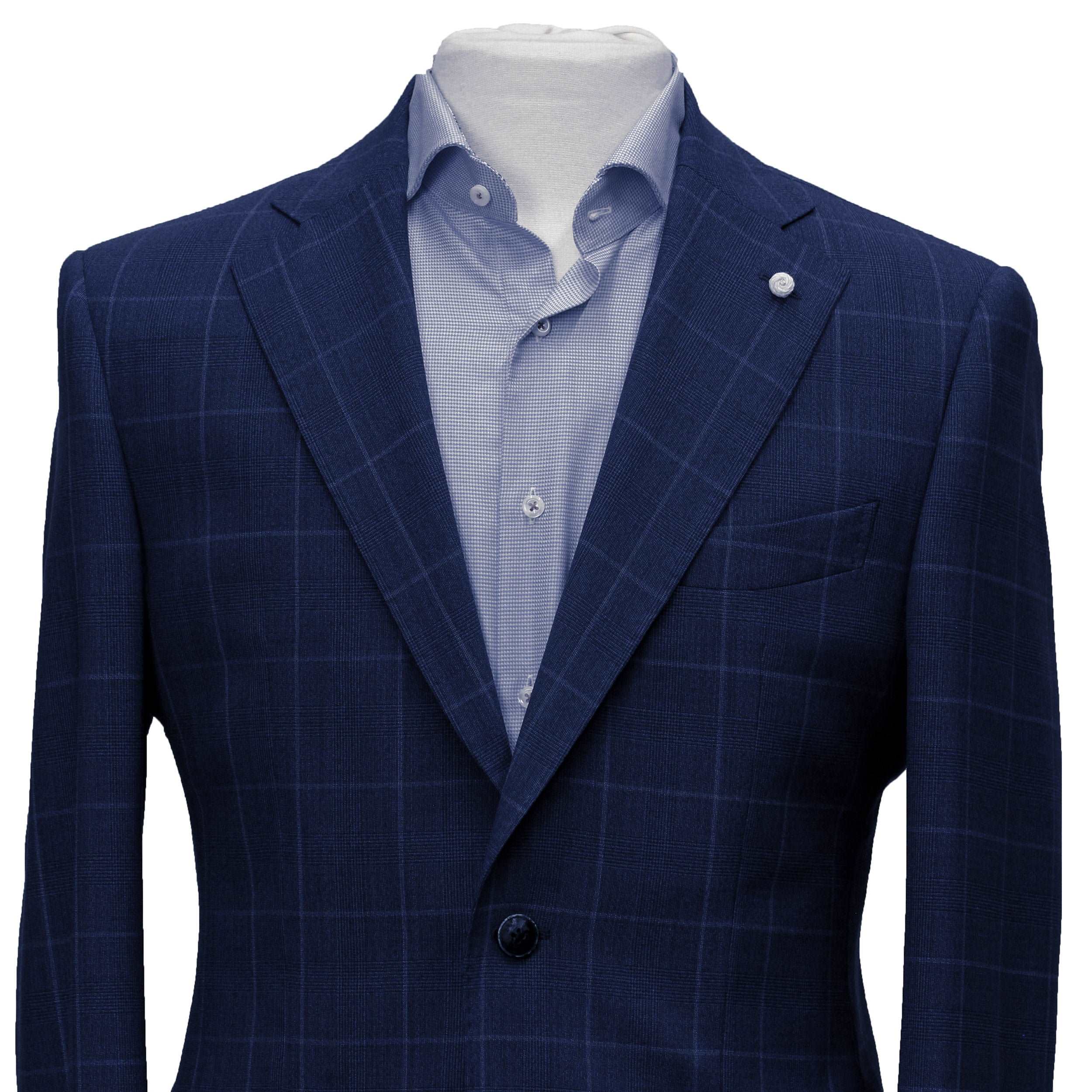 Blue Check Contemporary Fit Suit - Luigi Bianchi Mantova