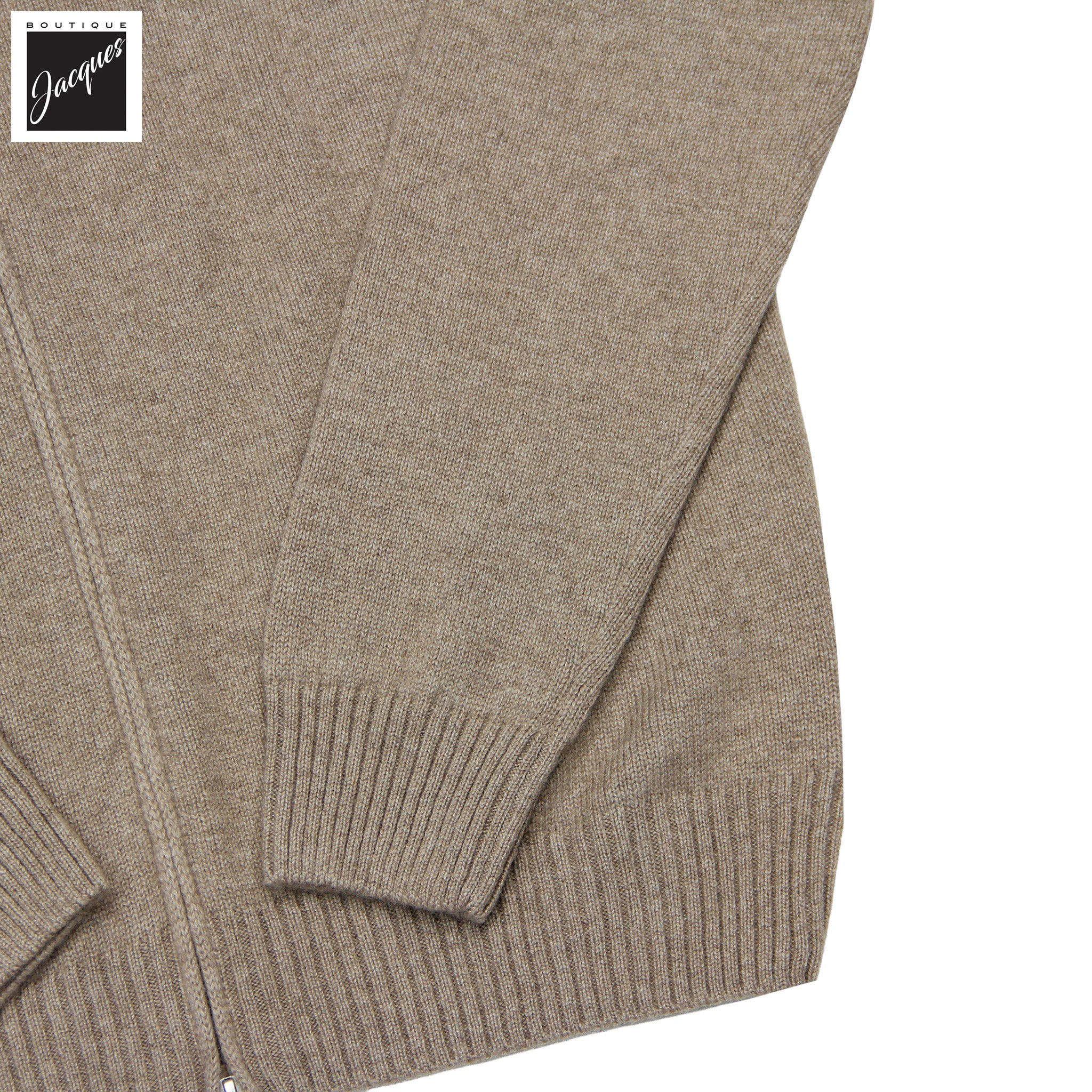 Beige Pure Cashmere Full Zip Sweater - GRAN SASSO