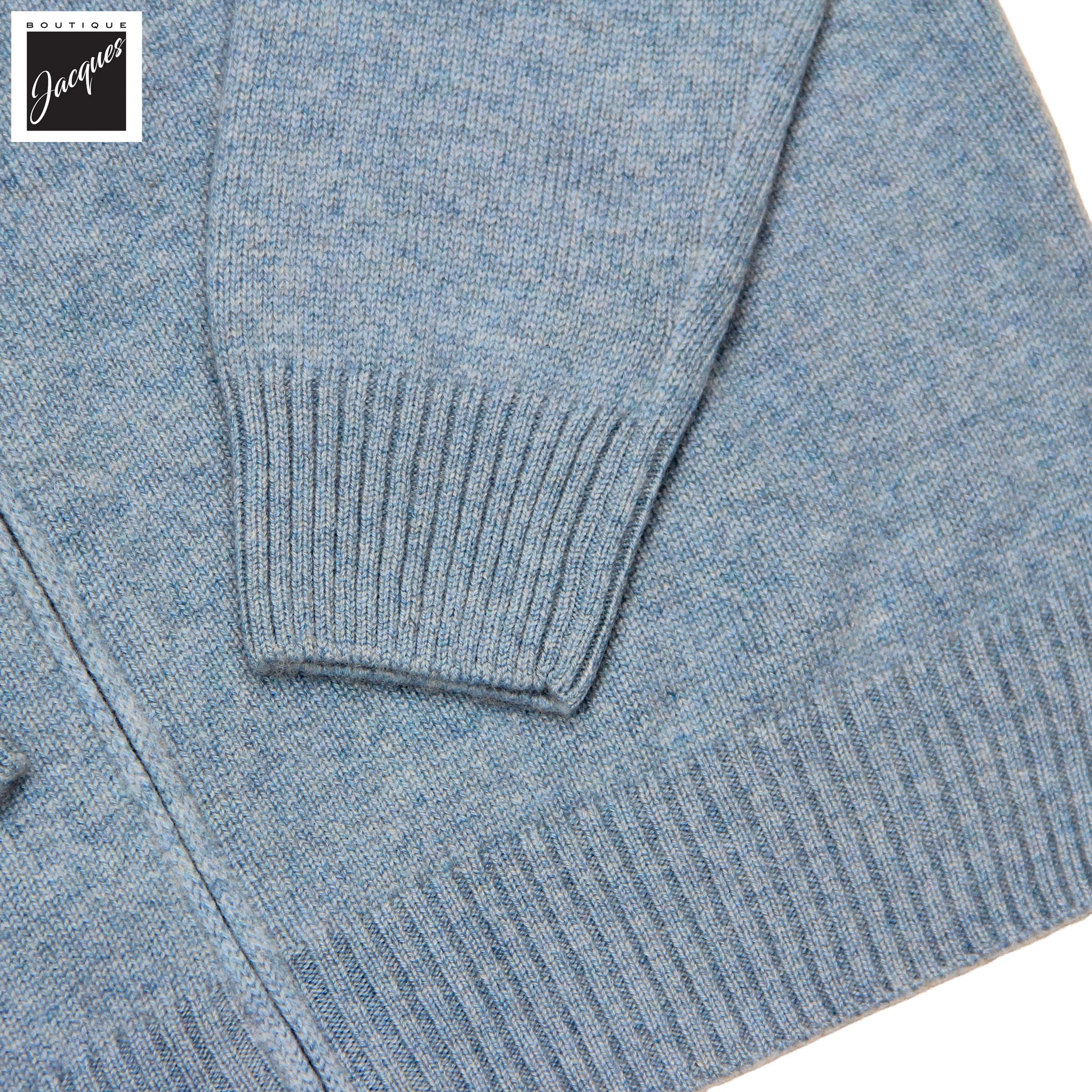 Aqua Blue Pure Cashmere Full Zip Sweater - GRAN SASSO