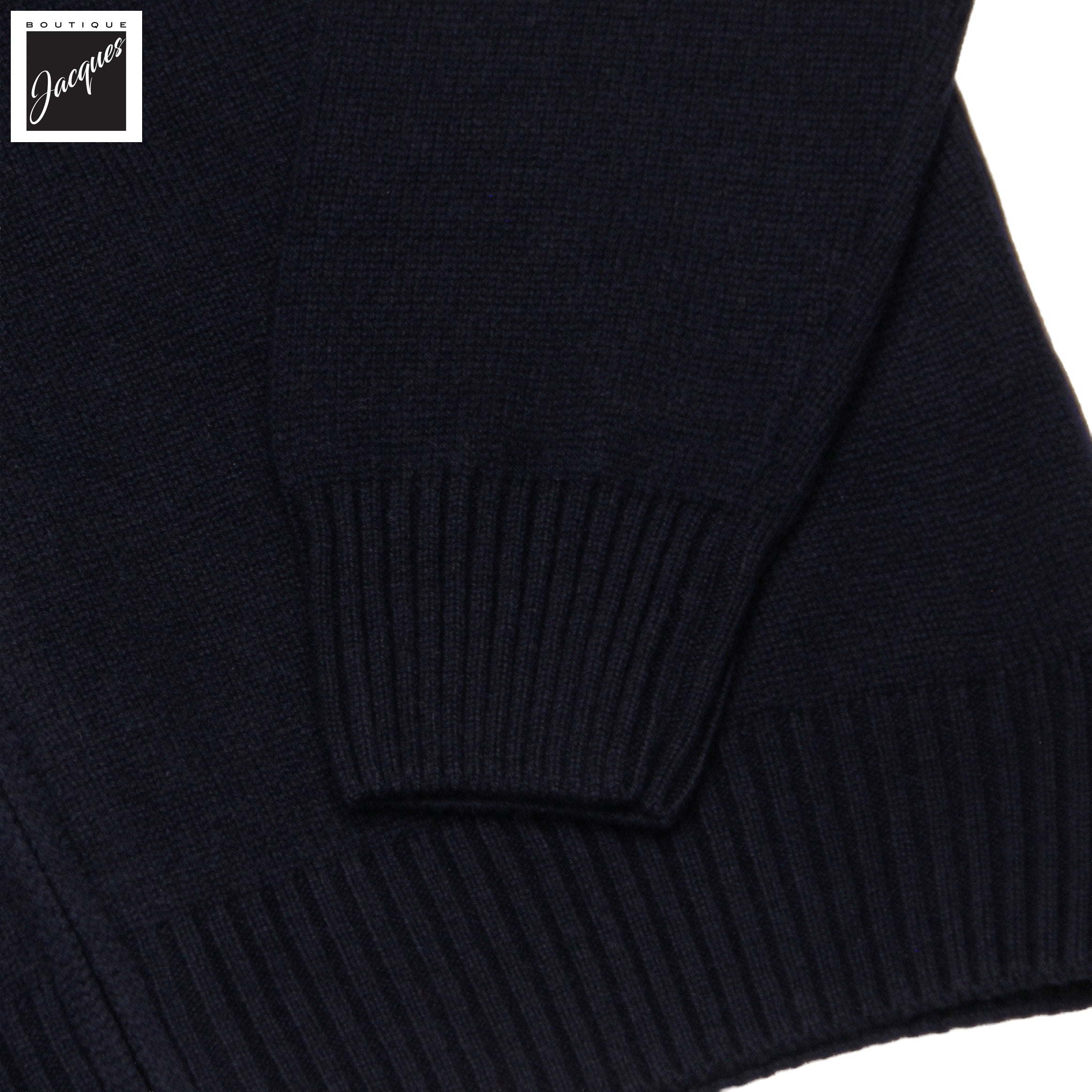 Navy Blue Wool/Cashmere/Viscose Full Zip Sweater - GRAN SASSO
