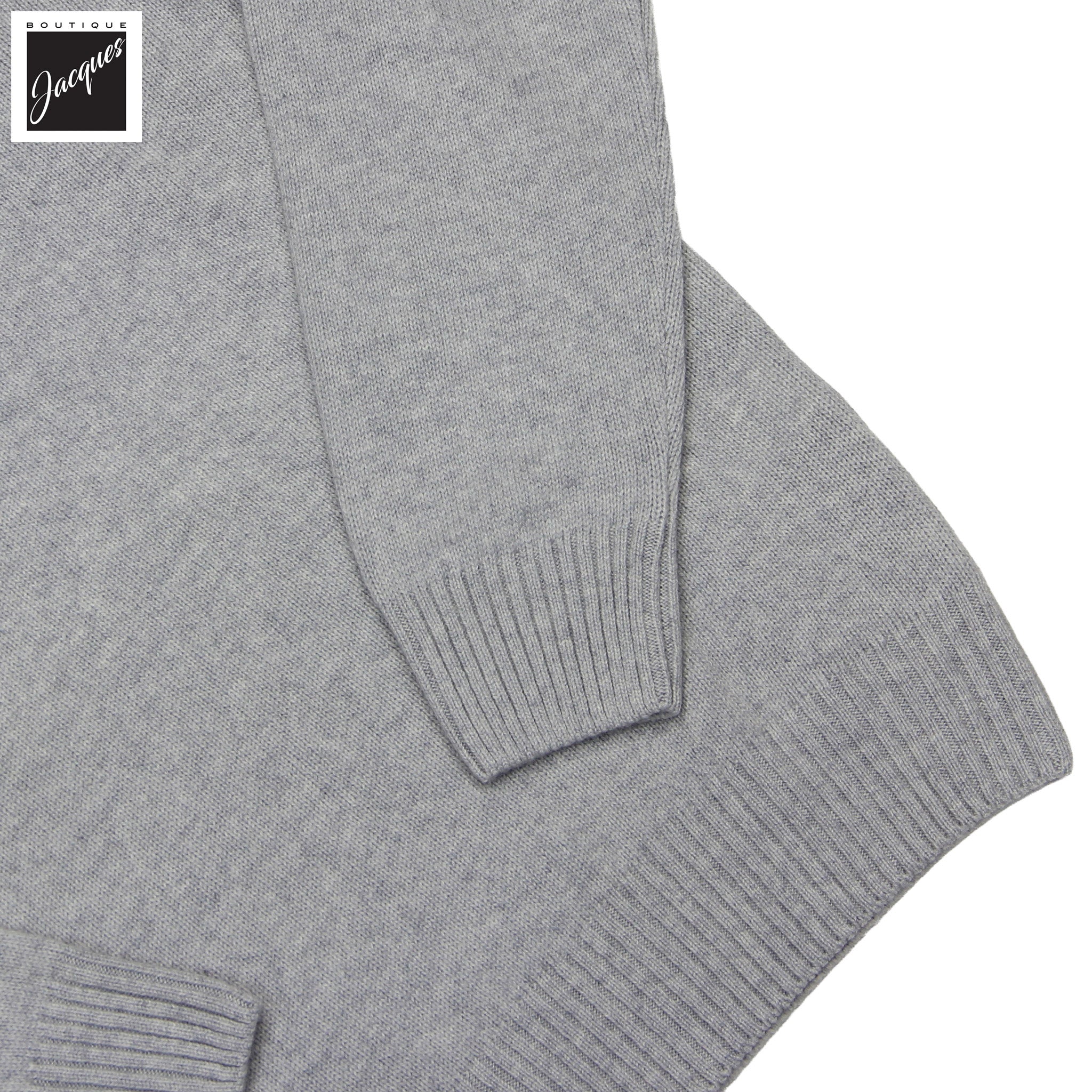 Light Gray Wool/Cashmere/Viscose Half Zip Sweater - GRAN SASSO