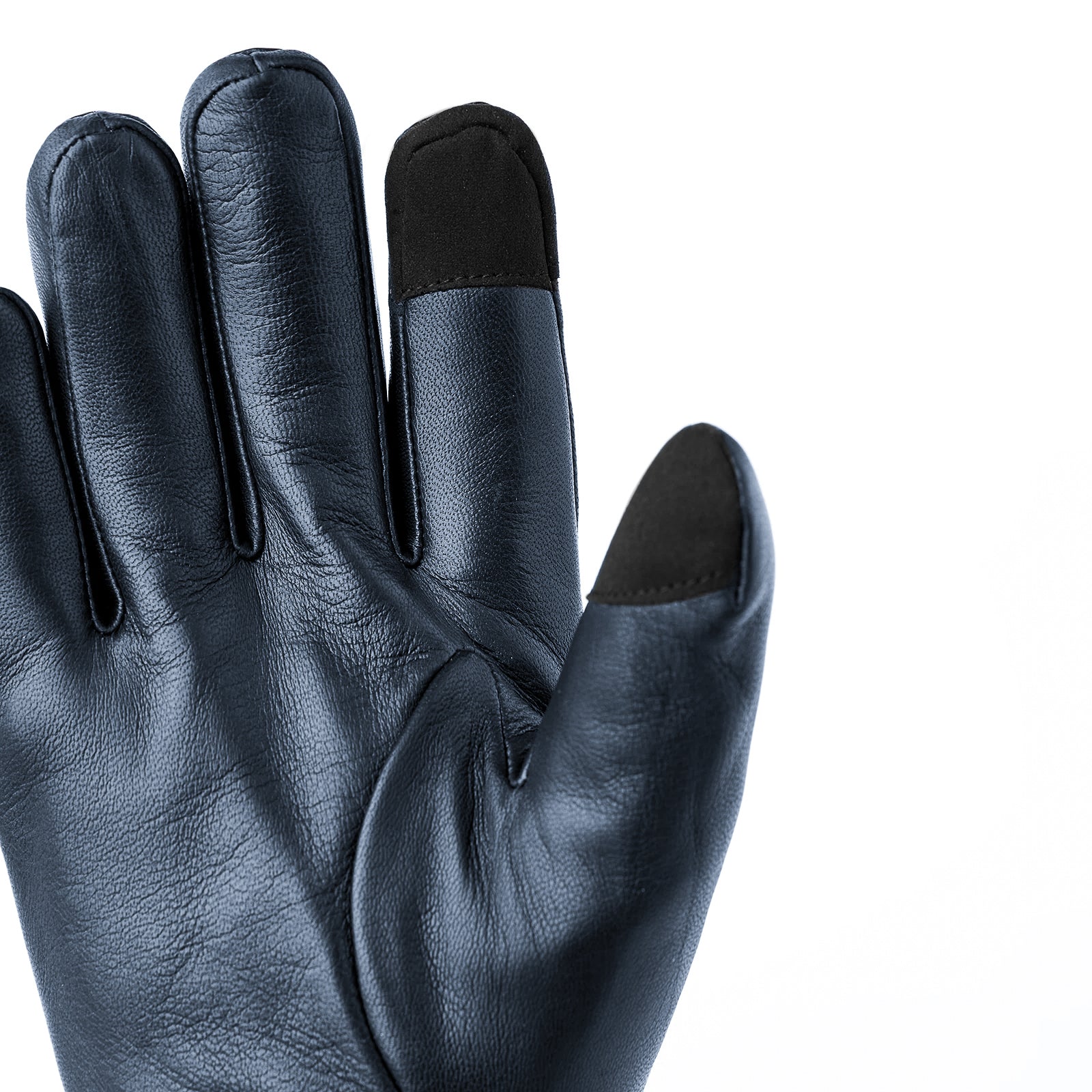 John Navy Blue Leather Touchscreen Leather Gloves - Hestra - Boutique Jacques International