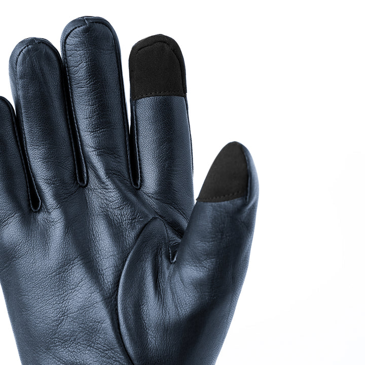 John Navy Blue Leather Touchscreen Leather Gloves - Hestra - Boutique Jacques International