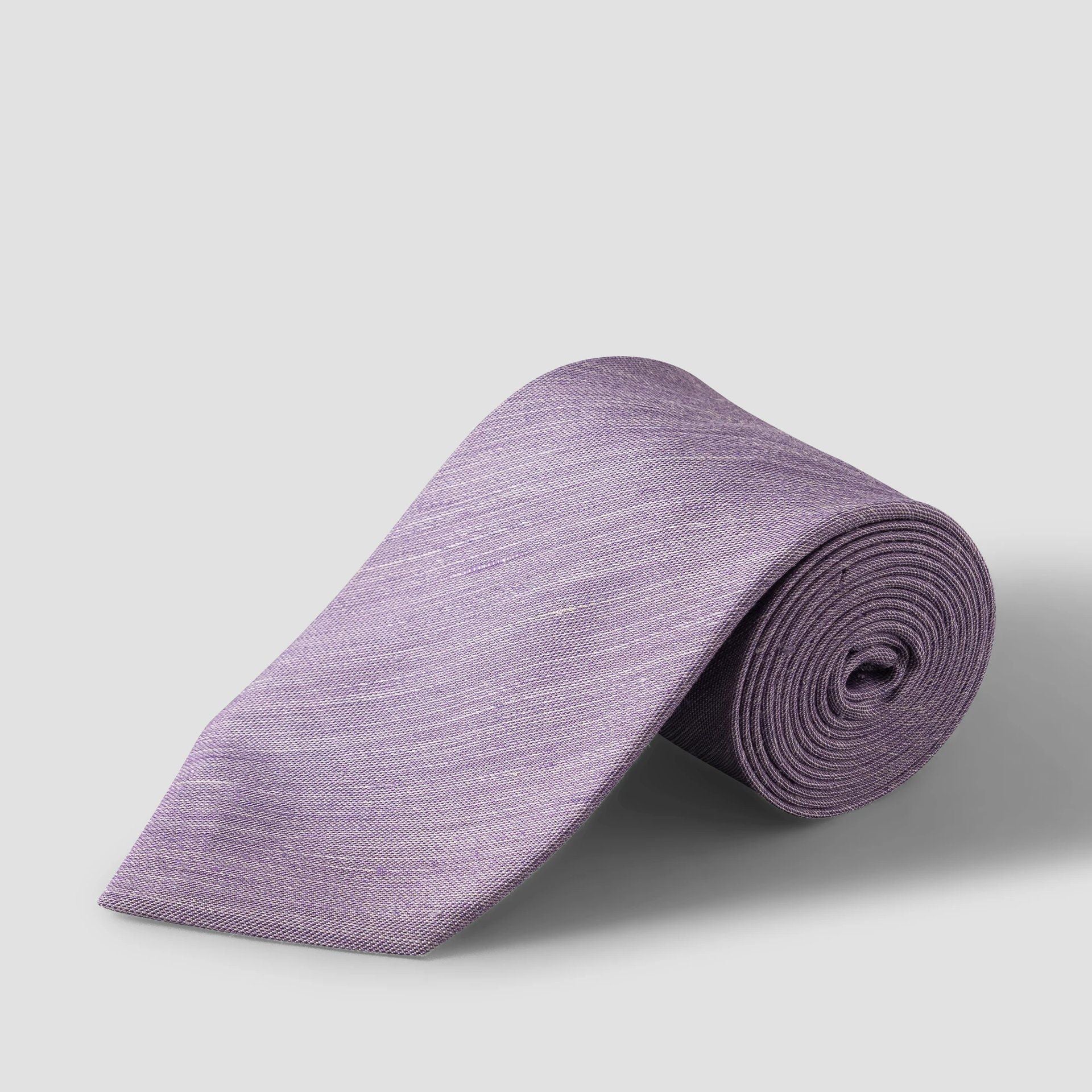 Mid Purple Solid Woven Linen-Silk Tie - ETON - Boutique Jacques International
