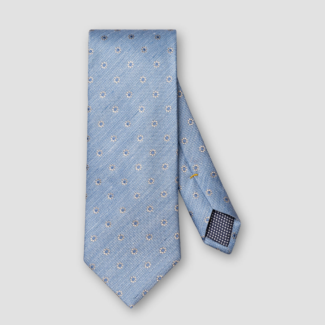 Light Blue Floral Woven Silk-Linen Tie - ETON