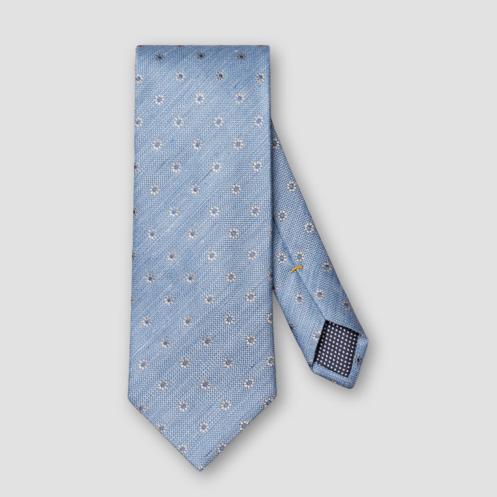 Light Blue Floral Woven Silk-Linen Tie - ETON