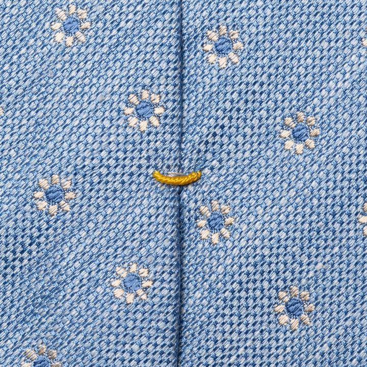 Light Blue Floral Woven Silk-Linen Tie - ETON