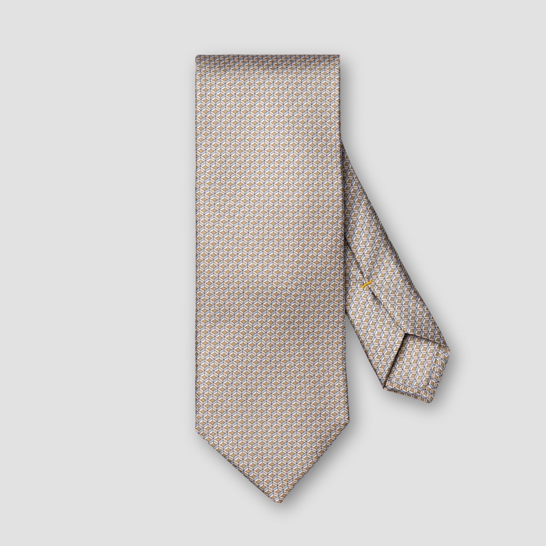 Beige Geometric Print Silk Tie - ETON