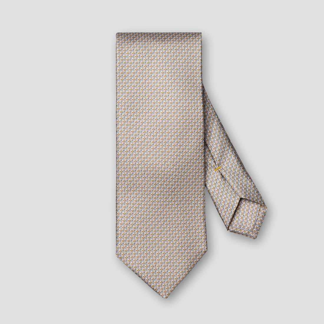 Beige Geometric Print Silk Tie - ETON