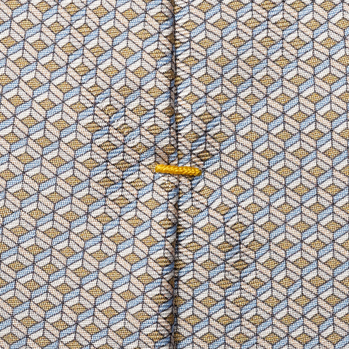 Beige Geometric Print Silk Tie - ETON