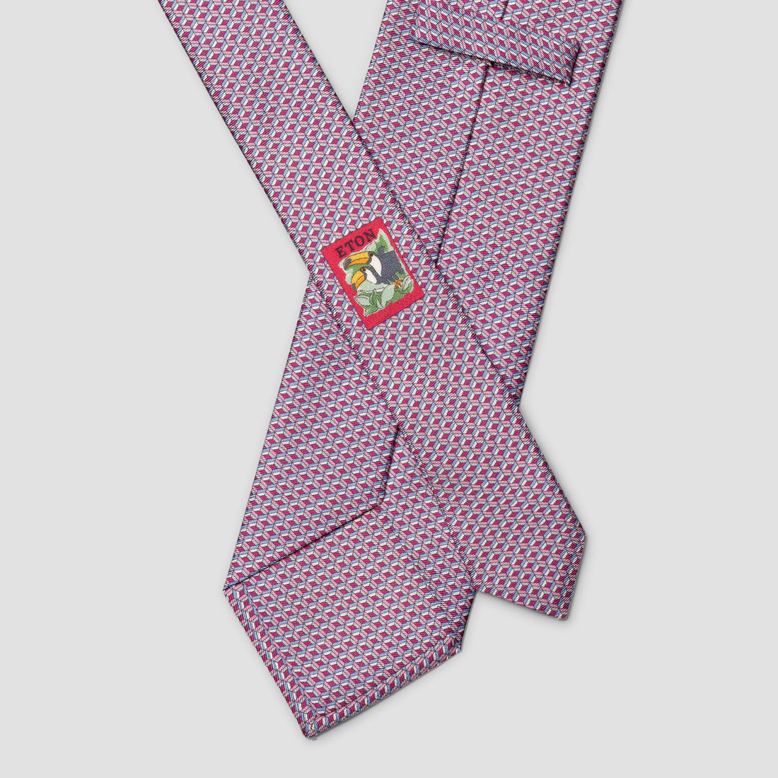 Magenta & Blue Geometric Print Silk Tie - ETON