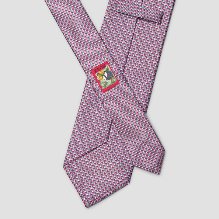 Magenta & Blue Geometric Print Silk Tie - ETON