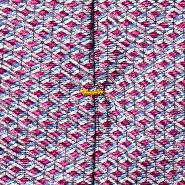Magenta & Blue Geometric Print Silk Tie - ETON