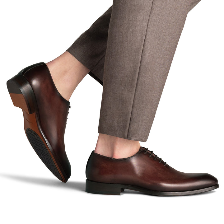 Open-Toe Fleur II Tabacco Leather Oxford Wholecut Shoes - Magnanni