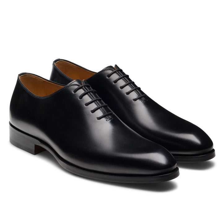 Open-Toe Fleur II Black Leather Oxford Wholecut Shoes - Magnanni