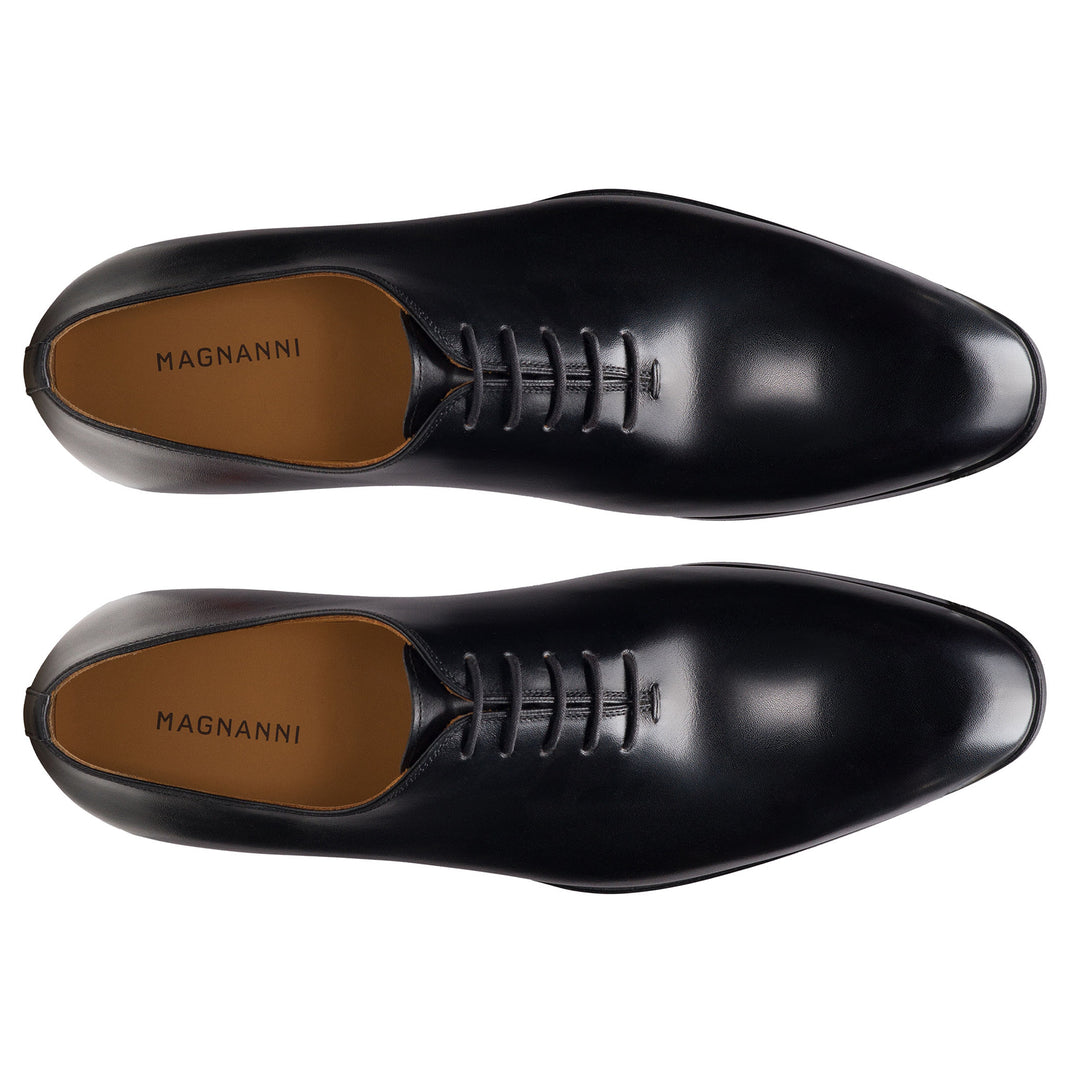 Open-Toe Fleur II Black Leather Oxford Wholecut Shoes - Magnanni