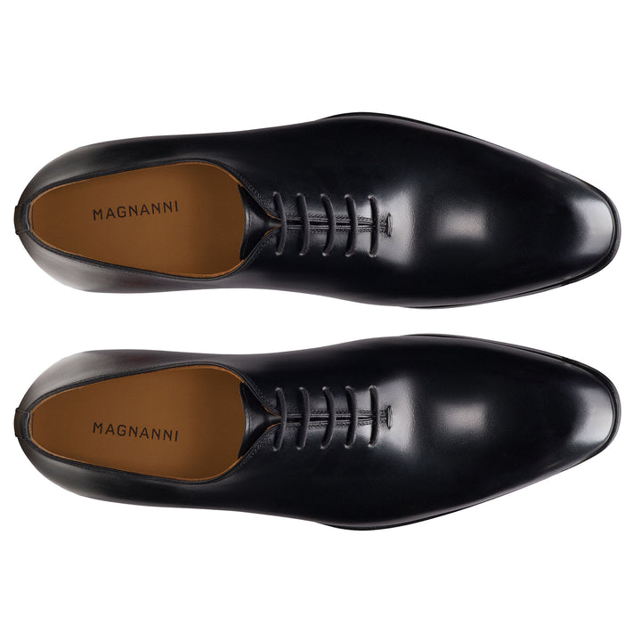 Open-Toe Fleur II Black Leather Oxford Wholecut Shoes - Magnanni