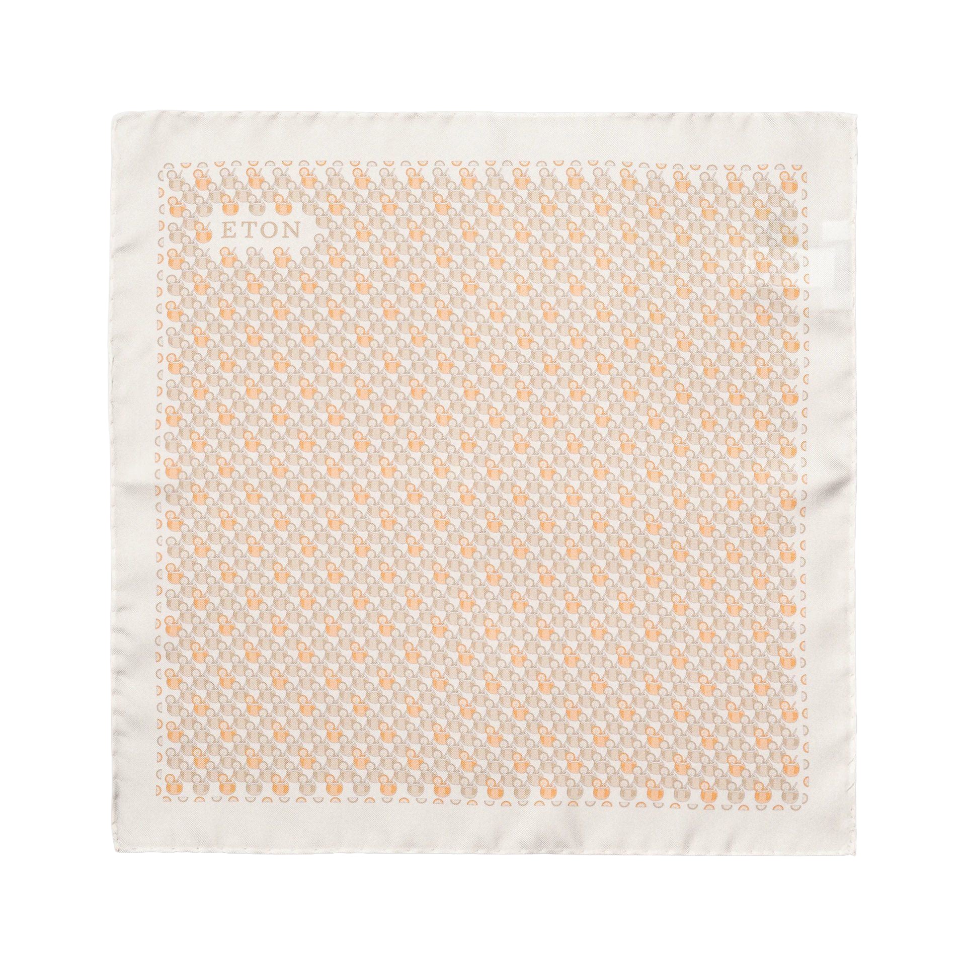 Orange Cocktail Motif Silk Twill Pocket Square - ETON - Boutique Jacques International