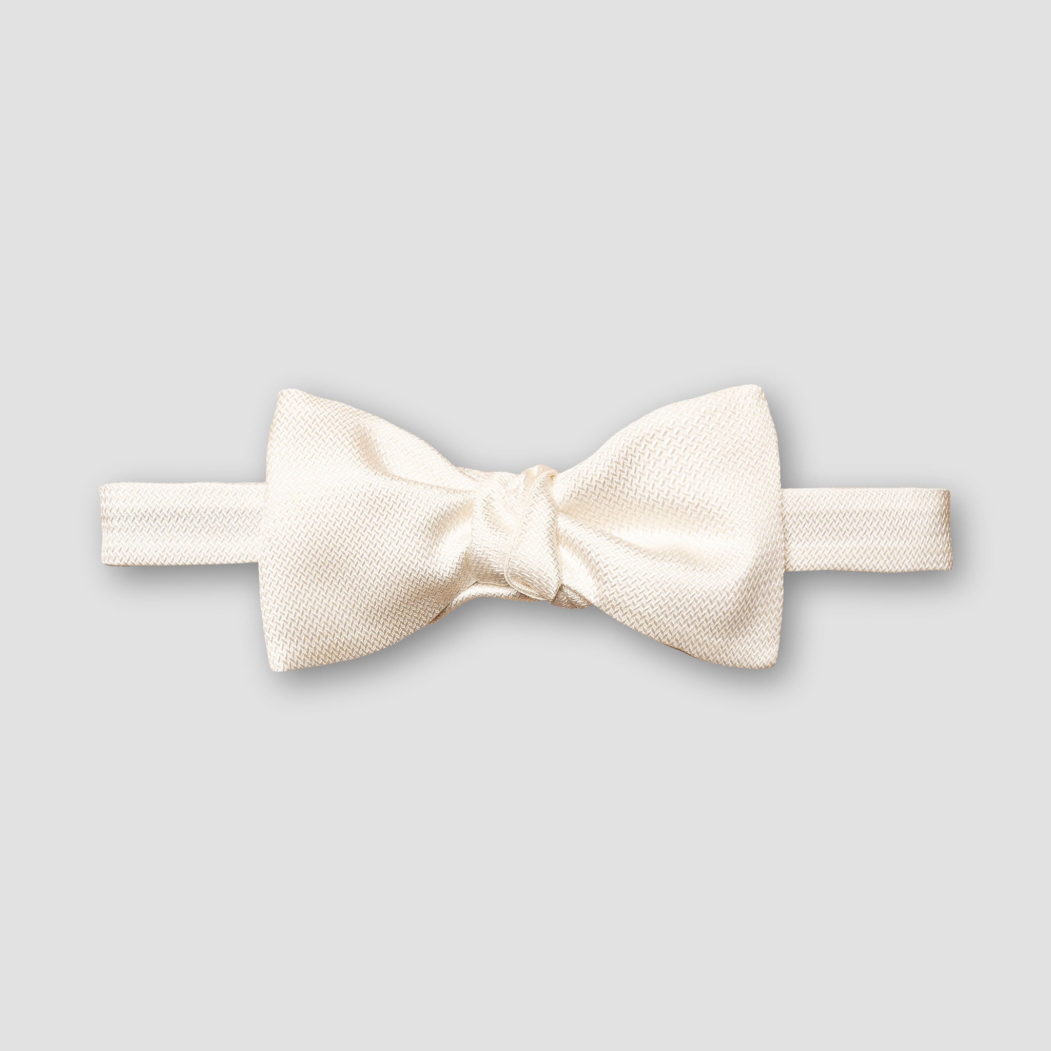 Off-White Semi Solid Silk Ready-Tied Bow Tie – ETON