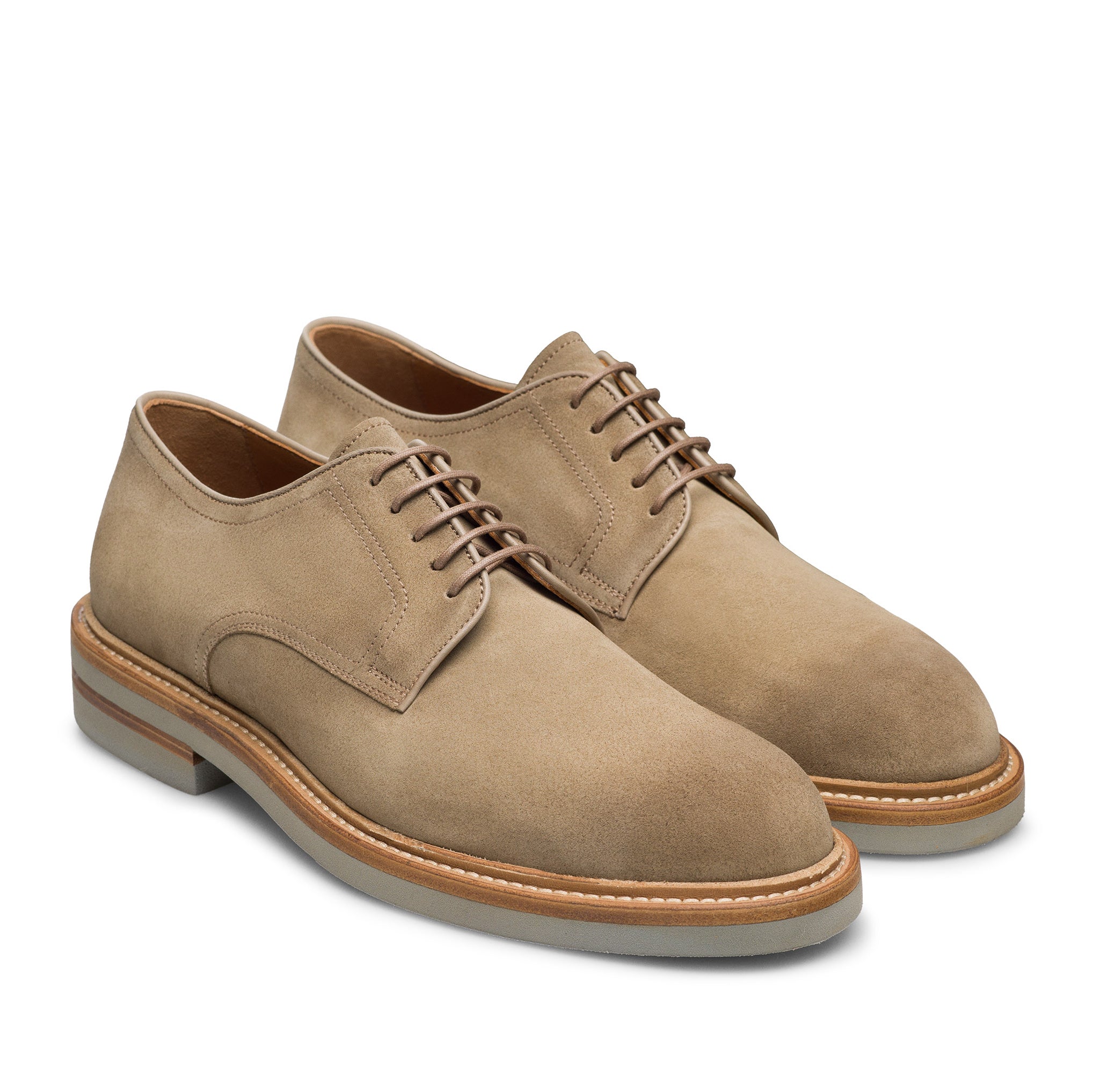 Sand (Avena) Marton Plain-Toe Suede Derby Shoes - Magnanni - Boutique Jacques International