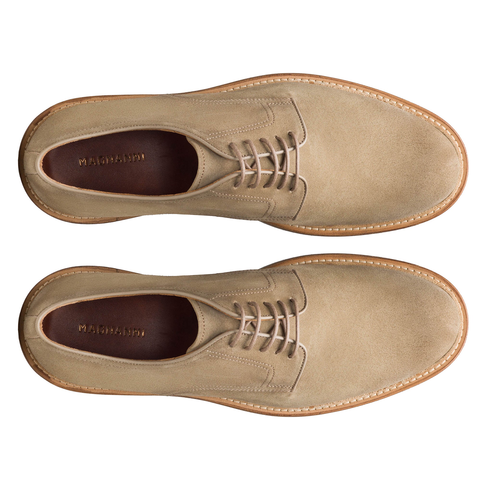 Sand (Avena) Marton Plain-Toe Suede Derby Shoes - Magnanni - Boutique Jacques International