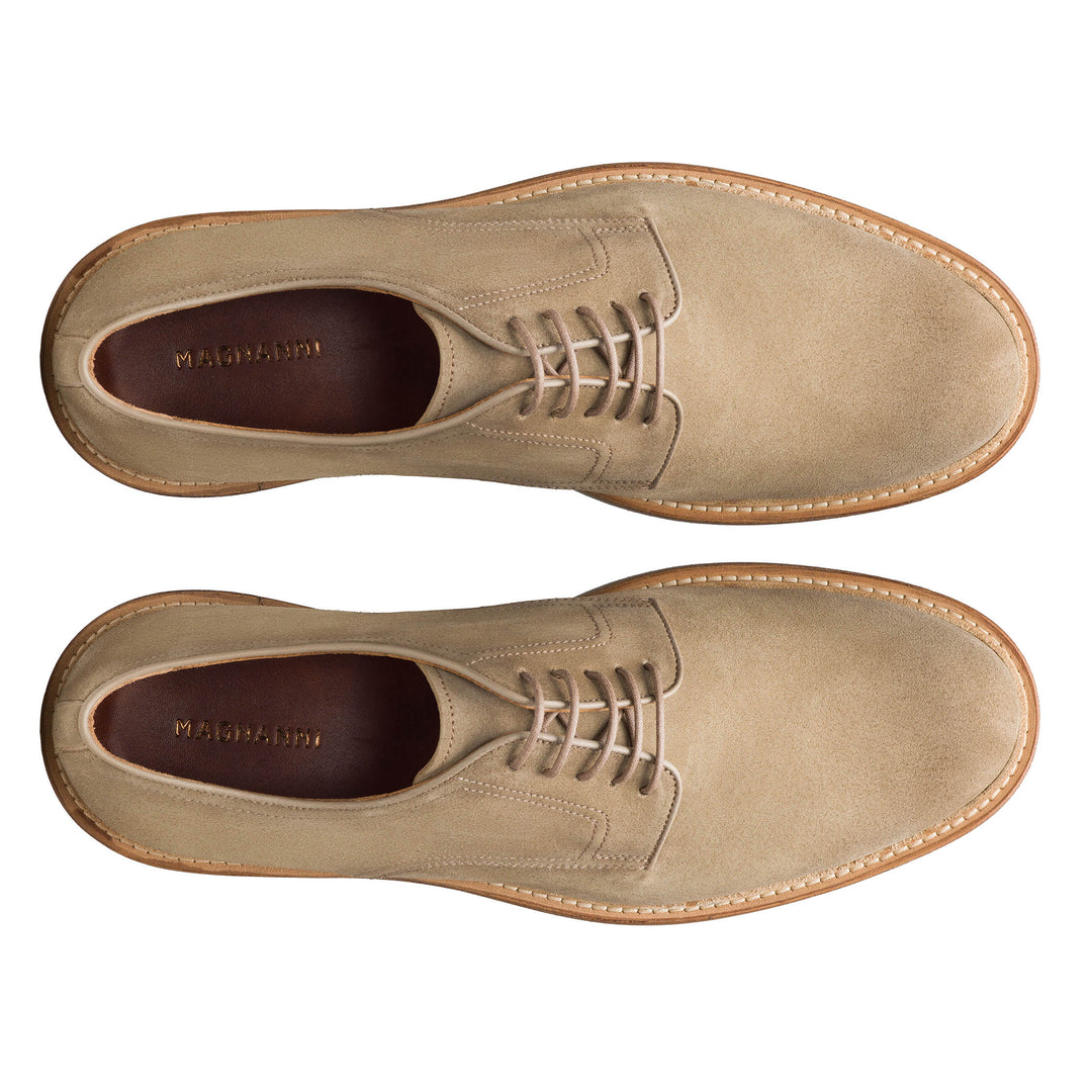 Sand (Avena) Marton Plain-Toe Suede Derby Shoes - Magnanni - Boutique Jacques International