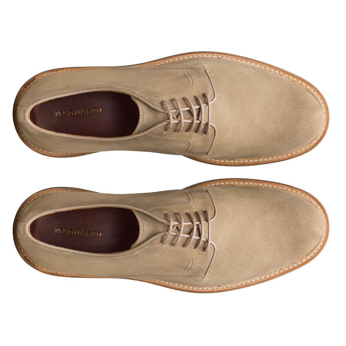Sand (Avena) Marton Plain-Toe Suede Derby Shoes - Magnanni - Boutique Jacques International