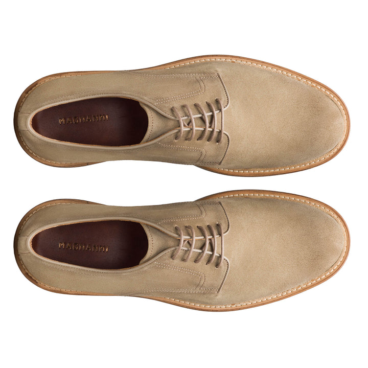 Sand (Avena) Marton Plain-Toe Suede Derby Shoes - Magnanni - Boutique Jacques International