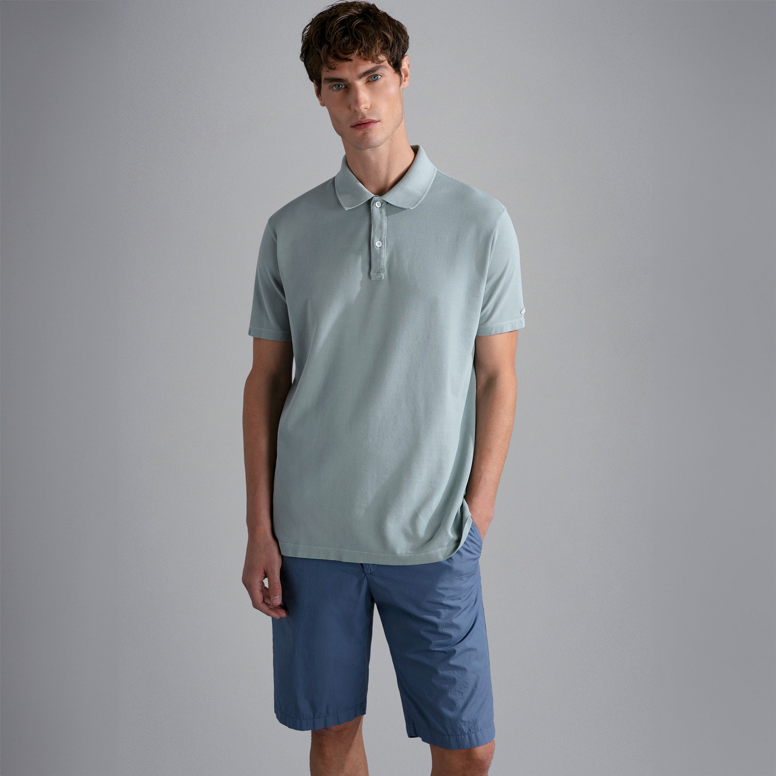 Ether Green Garment Dyed Short Sleeve Cotton Polo Shirt - PAUL & SHARK