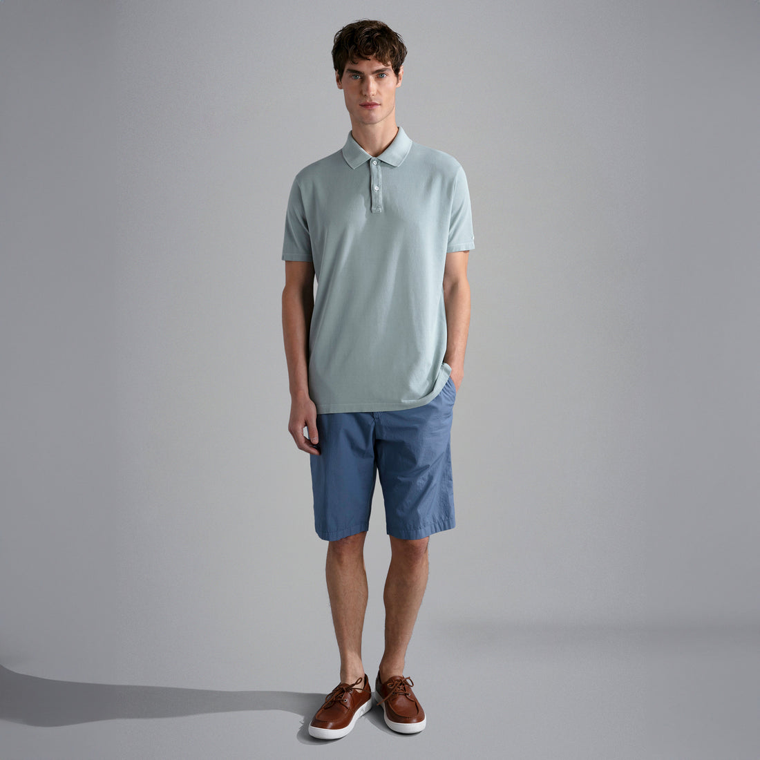 Ether Green Garment Dyed Short Sleeve Cotton Polo Shirt - PAUL & SHARK
