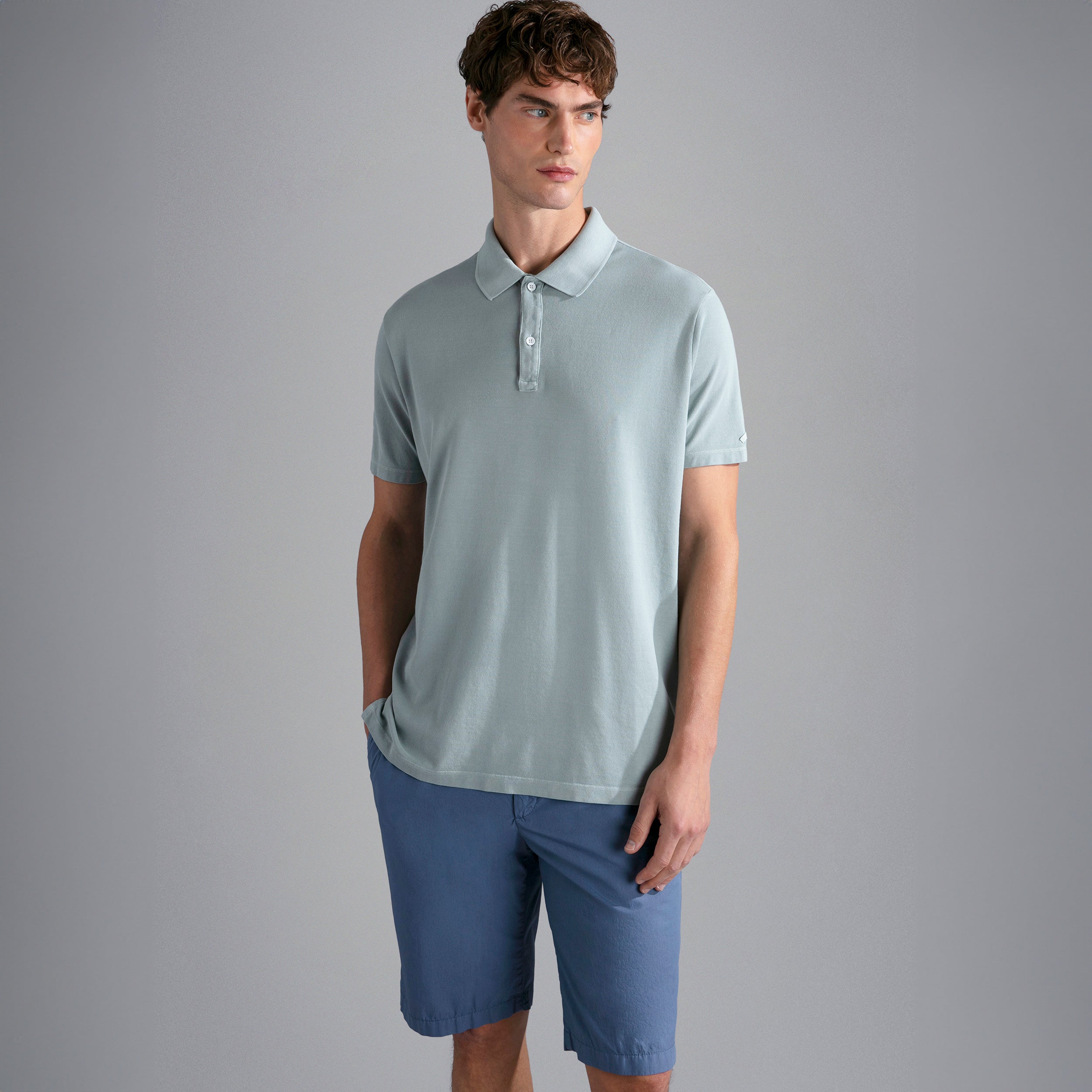 Ether Green Garment Dyed Short Sleeve Cotton Polo Shirt - PAUL & SHARK