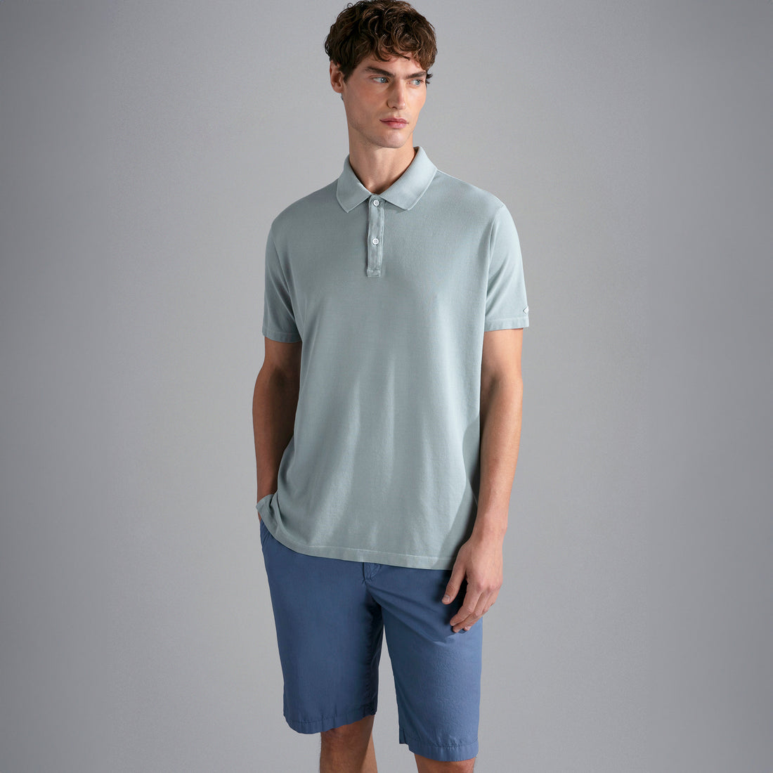 Ether Green Garment Dyed Short Sleeve Cotton Polo Shirt - PAUL & SHARK