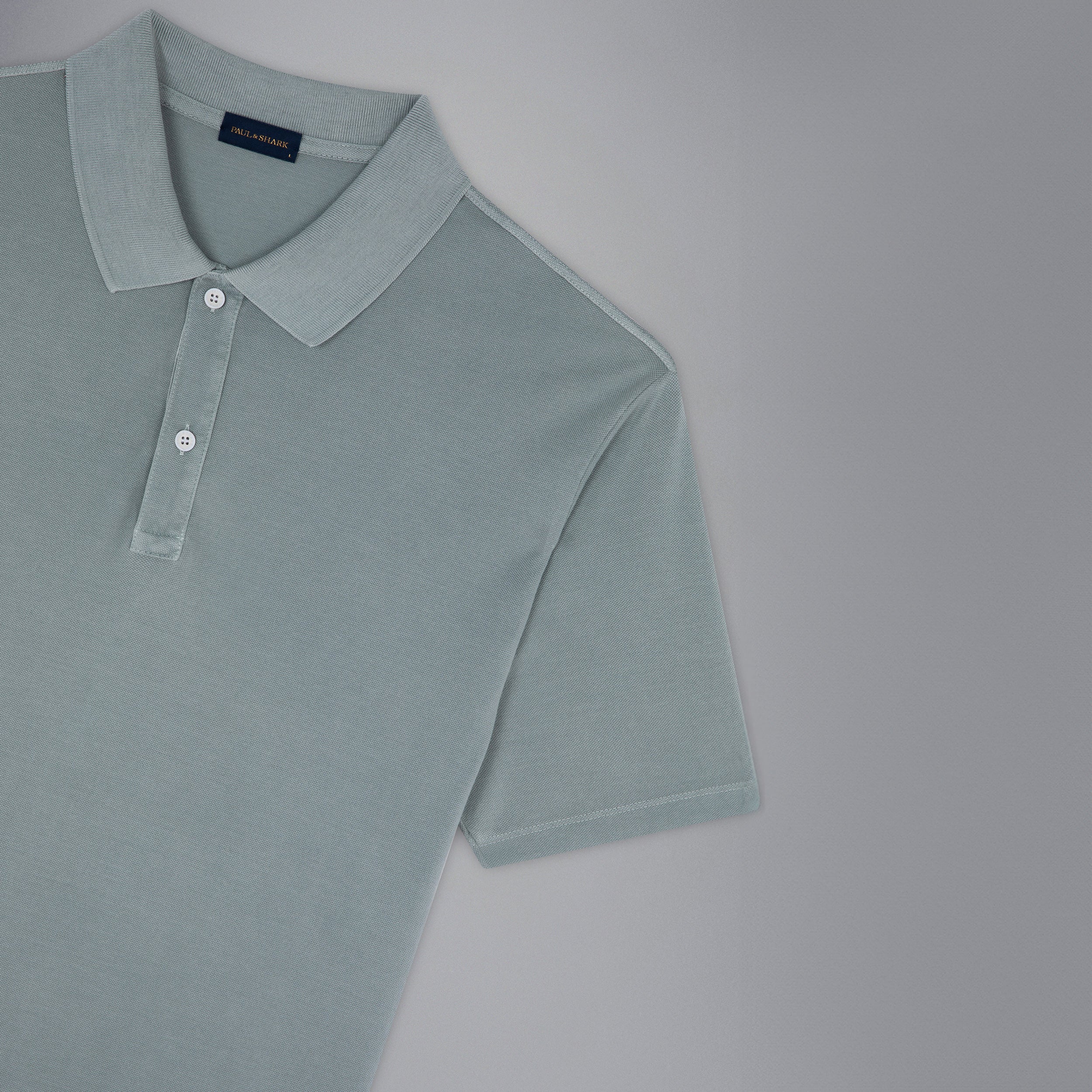 Ether Green Garment Dyed Short Sleeve Cotton Polo Shirt - PAUL & SHARK