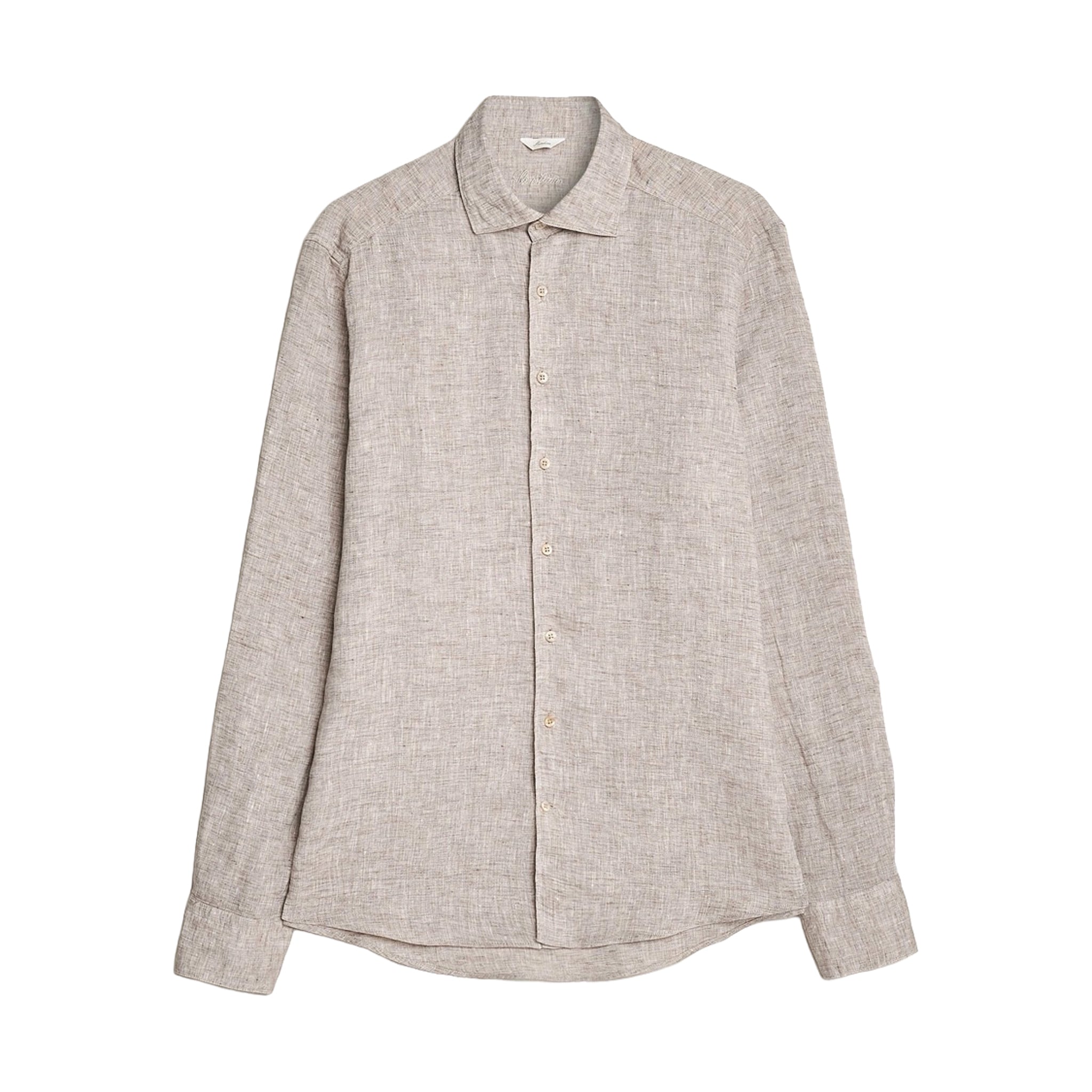 Beige Linen Fitted Body Shirt - Stenströms