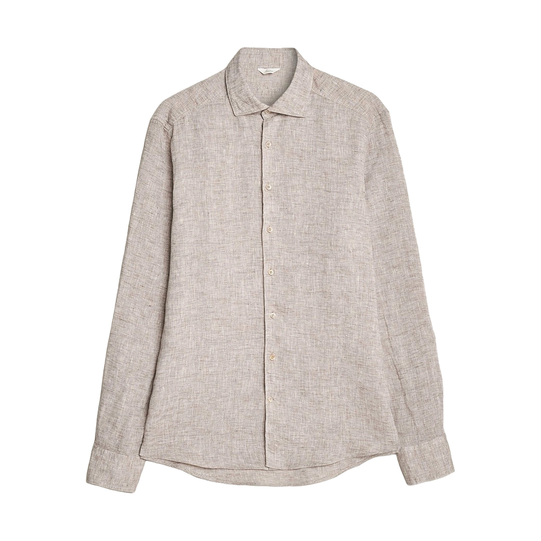 Beige Linen Fitted Body Shirt - Stenströms