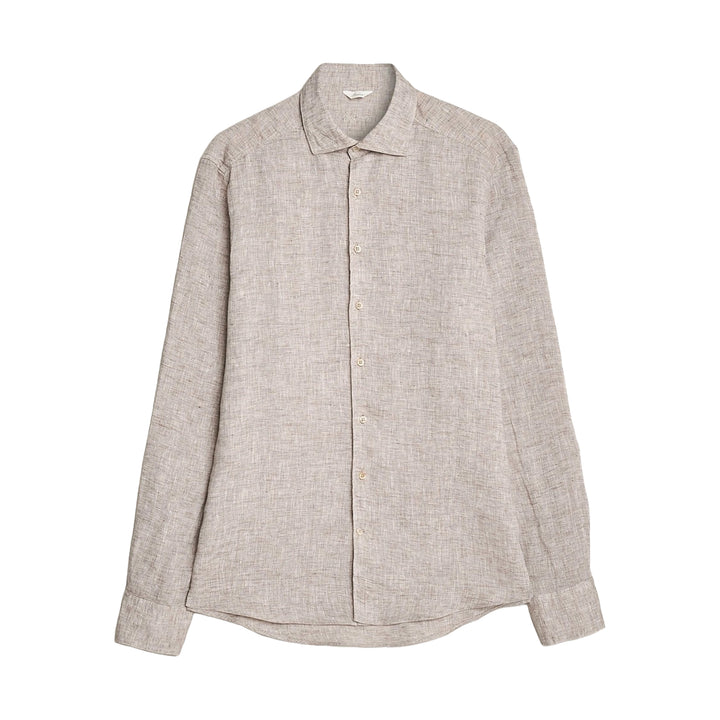 Beige Linen Fitted Body Shirt - Stenströms