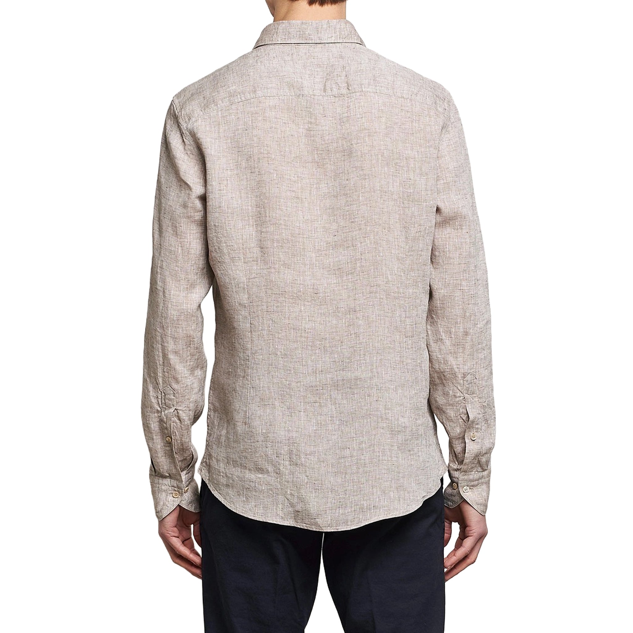 Beige Linen Fitted Body Shirt - Stenströms