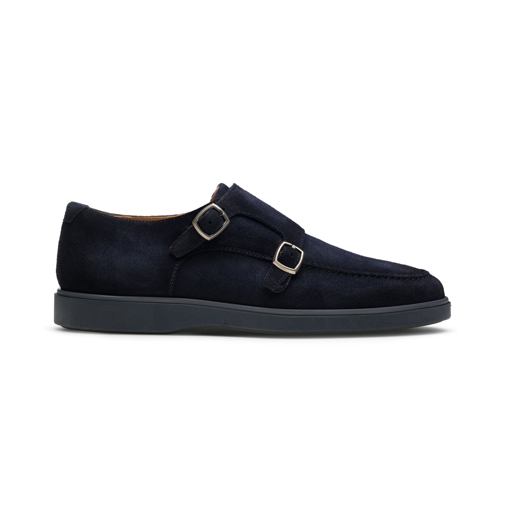 Navy Suede Lucca II Double Monk Strap Hybrid Shoes - Magnanni