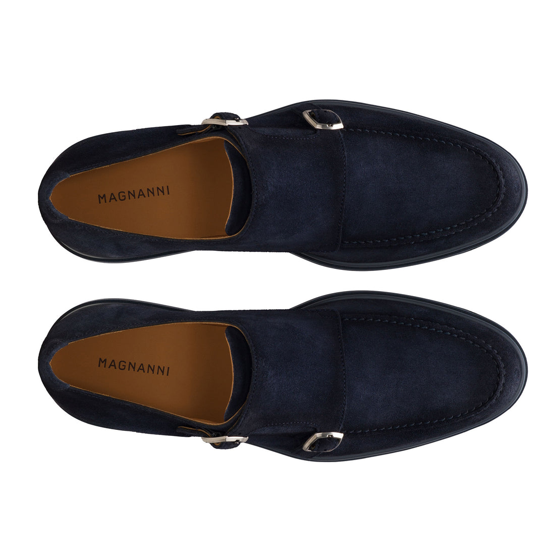 Navy Suede Lucca II Double Monk Strap Hybrid Shoes - Magnanni