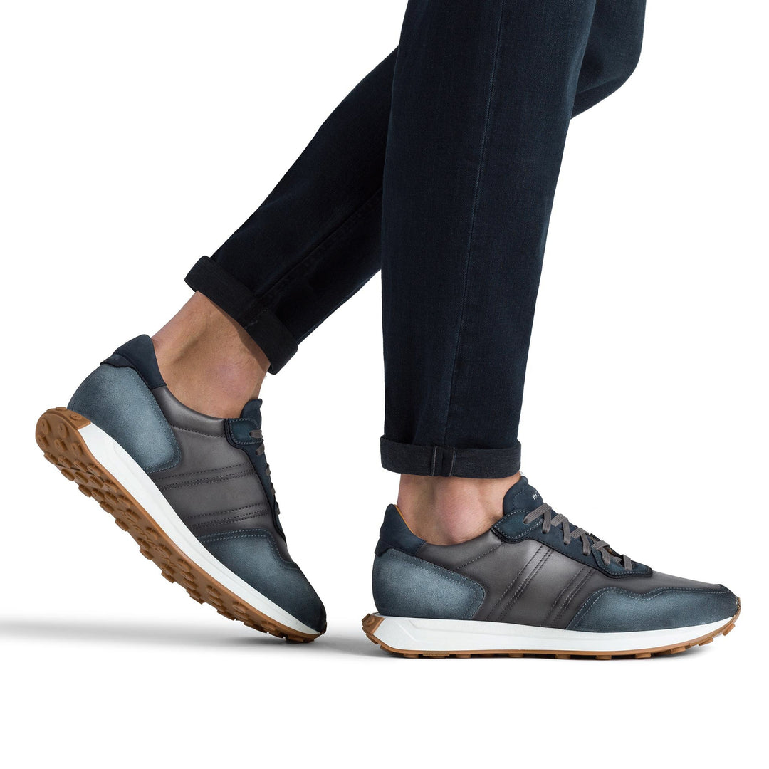 Light Blue Leather Romero II Sneaker - Magnanni - Boutique Jacques International