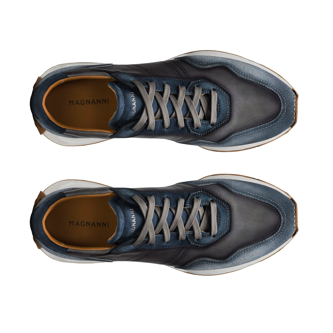 Light Blue Leather Romero II Sneaker - Magnanni - Boutique Jacques International