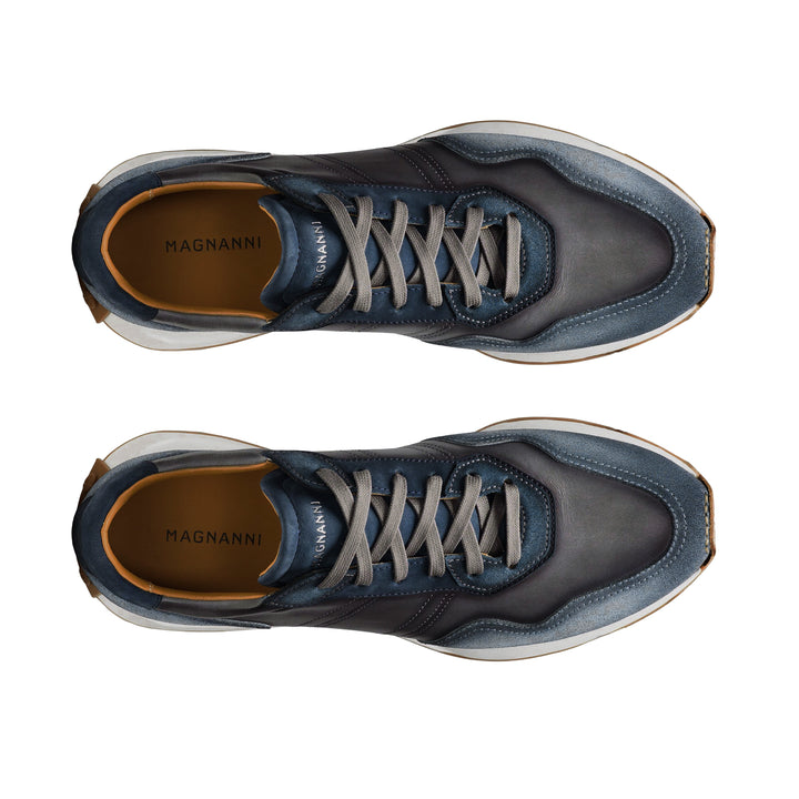 Light Blue Leather Romero II Sneaker - Magnanni - Boutique Jacques International
