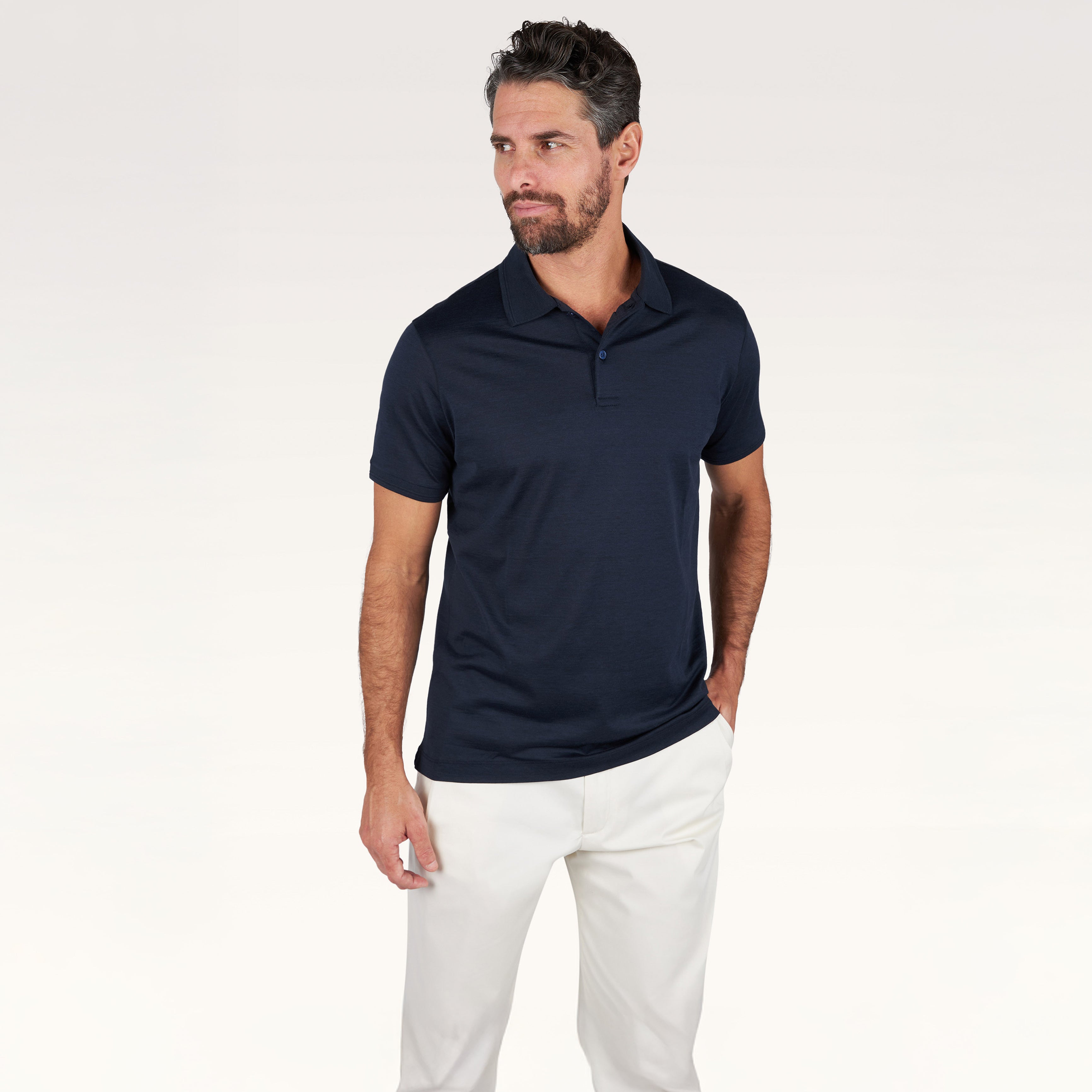 Navy Blue Silk-Cotton Polo Shirt - Paul & Shark - Boutique Jacques International
