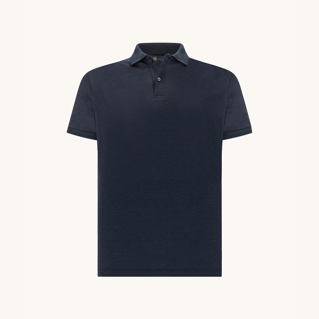 Navy Blue Silk-Cotton Polo Shirt - Paul & Shark - Boutique Jacques International