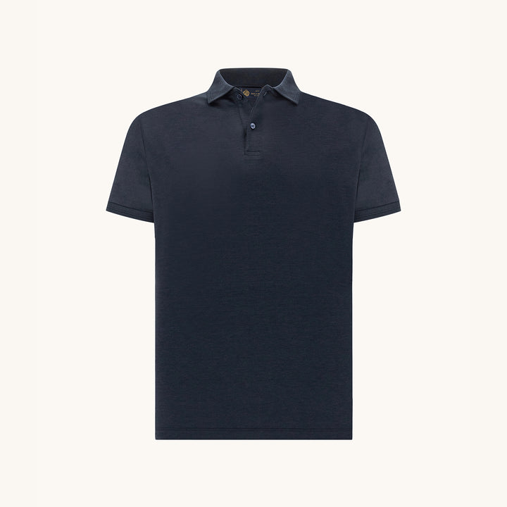 Navy Blue Silk-Cotton Polo Shirt - Paul & Shark - Boutique Jacques International