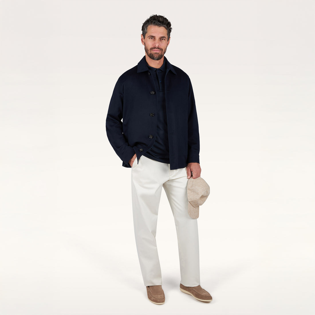 Navy Blue Silk-Cotton Polo Shirt - Paul & Shark - Boutique Jacques International