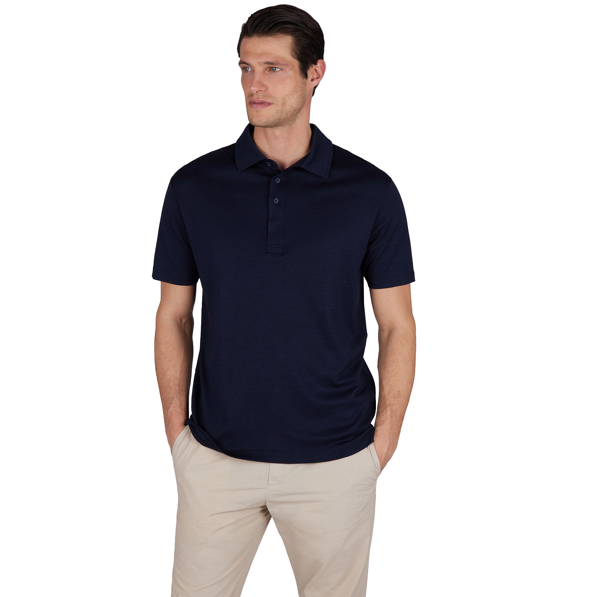 Navy Blue XSoft Cotton-Lyocell Interlock Polo Shirt - Paul & Shark - Boutique Jacques International