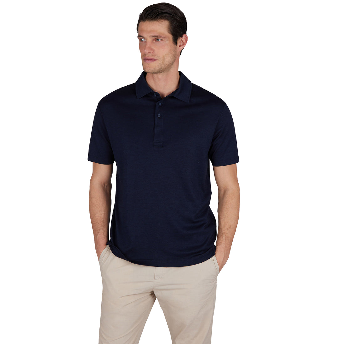 Navy Blue XSoft Cotton-Lyocell Interlock Polo Shirt - Paul & Shark - Boutique Jacques International