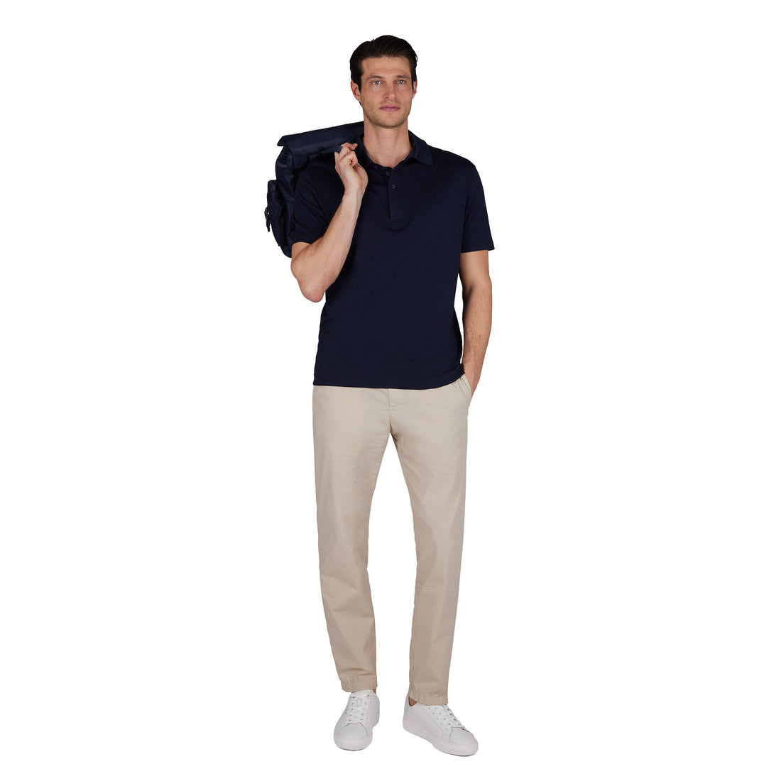 Navy Blue XSoft Cotton-Lyocell Interlock Polo Shirt - Paul & Shark - Boutique Jacques International